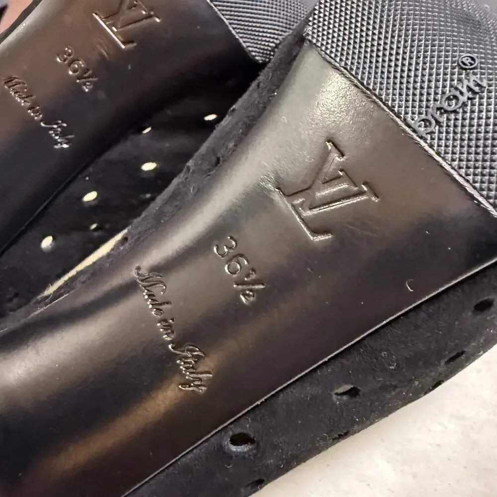 Louis Vuitton Black Punched Suede Heels 36.5 - Picture 10 of 13